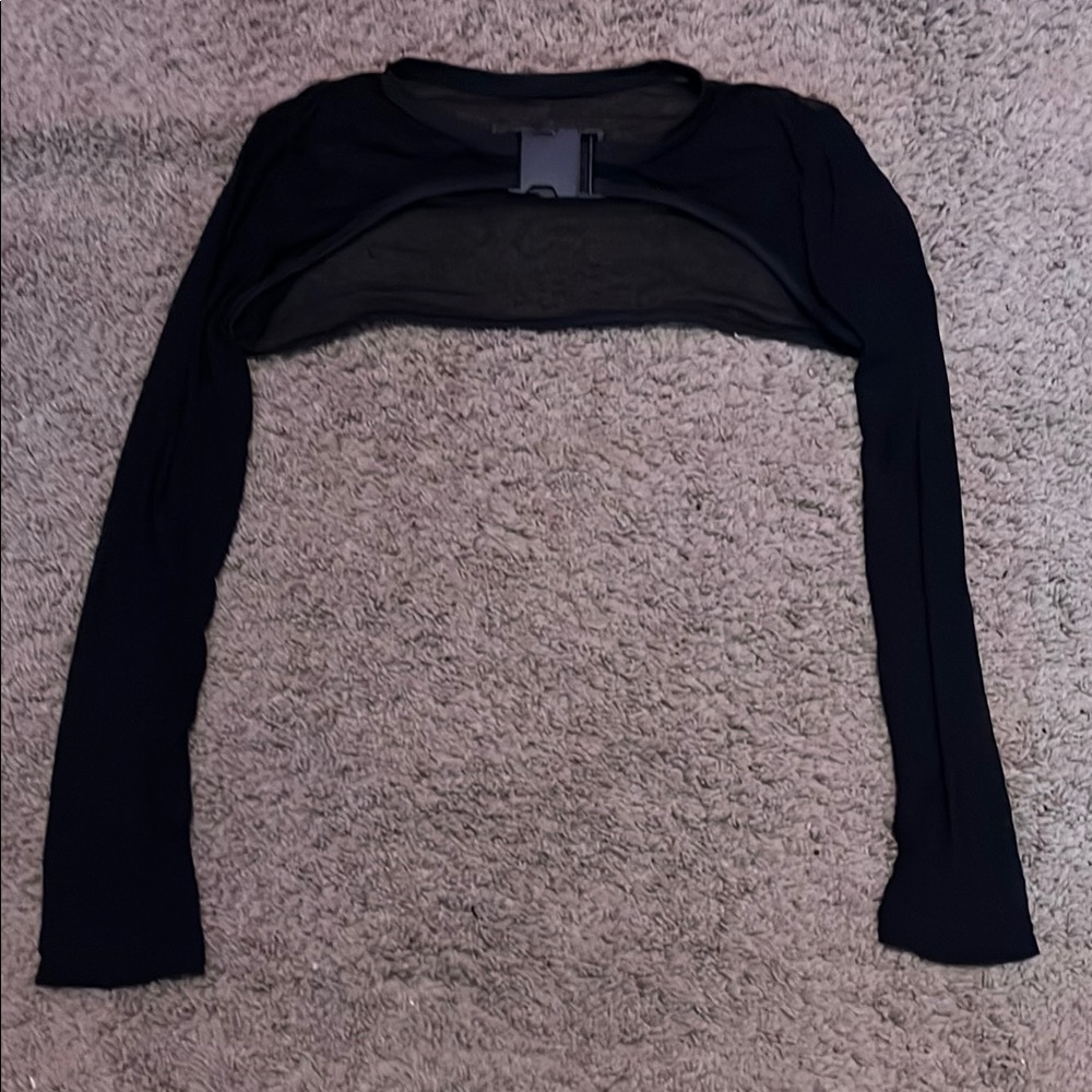 Black Women's Long Sleeve Mesh Shrug